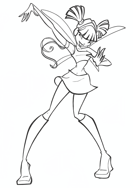 Раскраска феи Винкс Муза