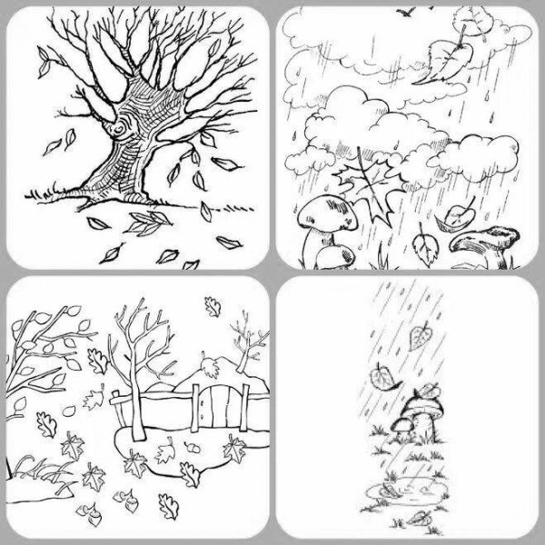 Раскраска зима Весна лето осень