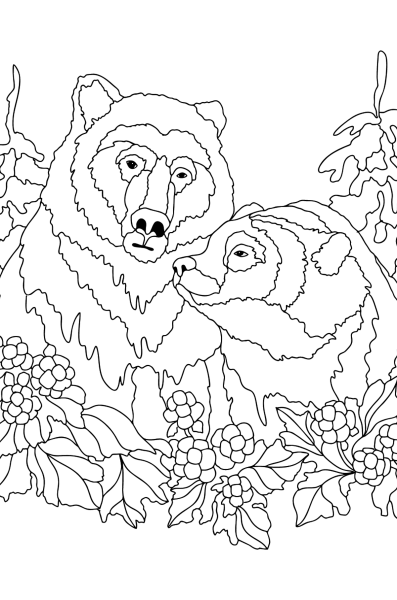 Раскраска мишка в лесу