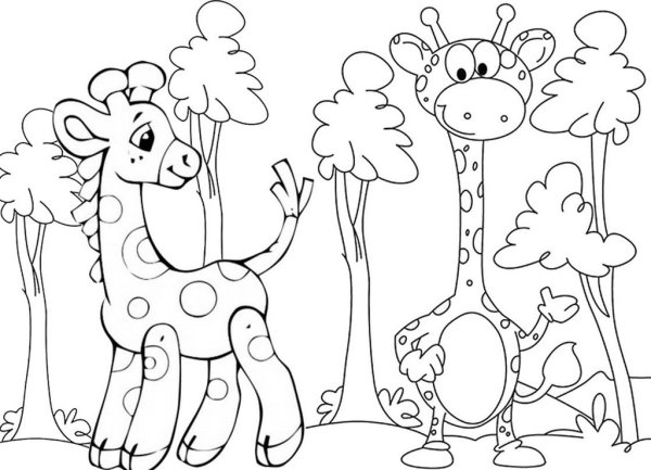 Веселый Жираф раскраска