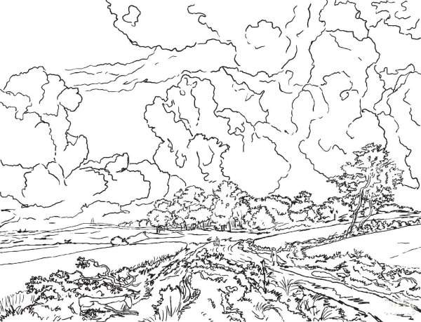 Русская природа раскраска