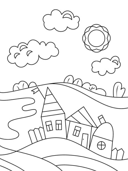 Раскраска пейзаж