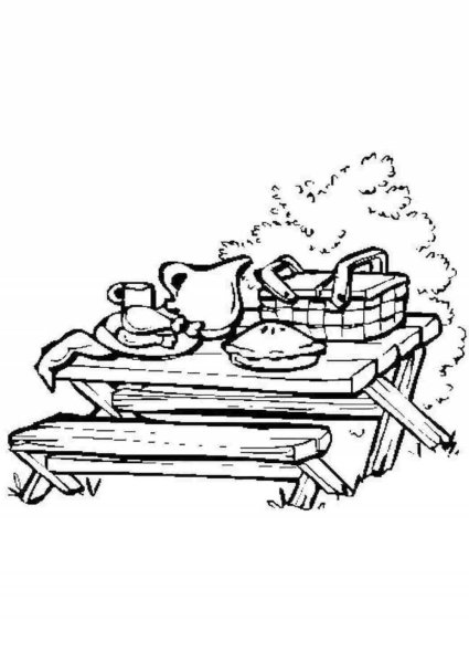 Стол с едой раскраска для детей