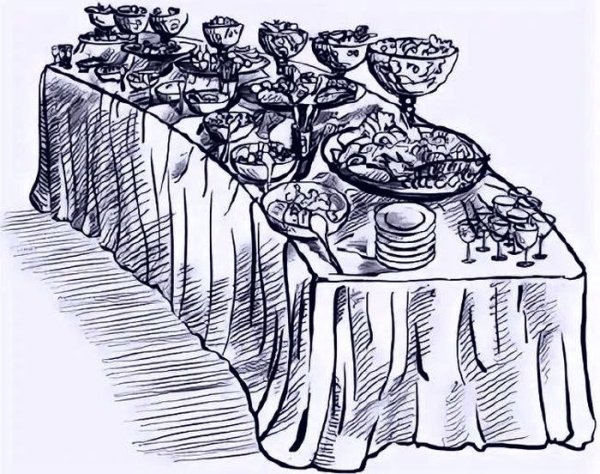 Праздничный стол карандашом