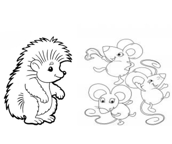 Раскраска Ежик для детей 5-6 лет