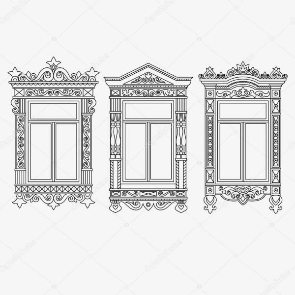 Домик с резными окнами вектор