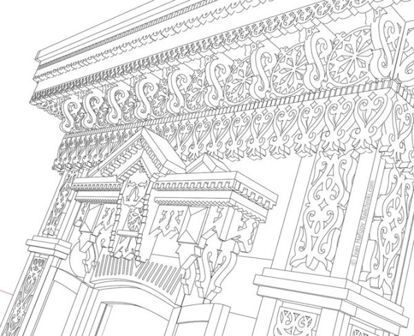 Одна сторона наличника раскрашивание