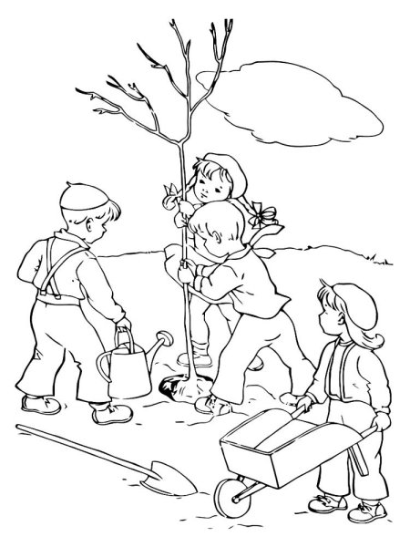 Весенний труд раскраска