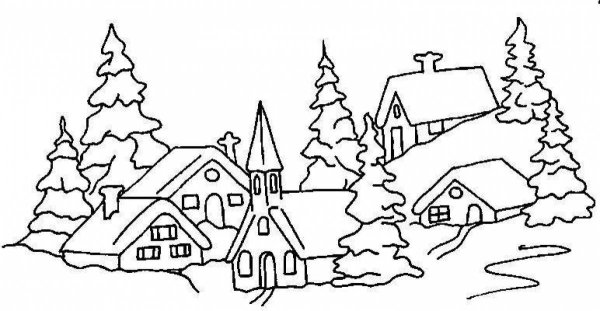 Новогодние пейзажи на окна