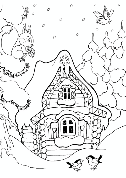 Лубяная избушка раскраска