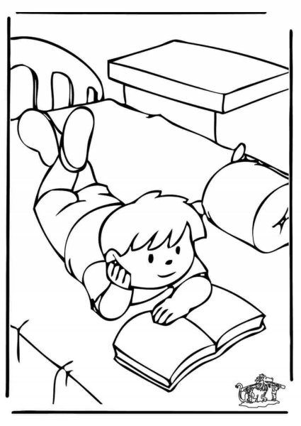 Раскраска чтение книг для детей