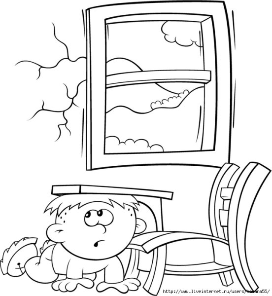 Мальчик под партой раскраска