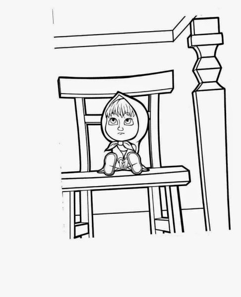 Раскраска девочка на стуле