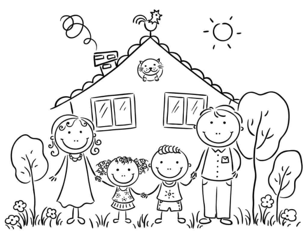 Семья раскраска для детей