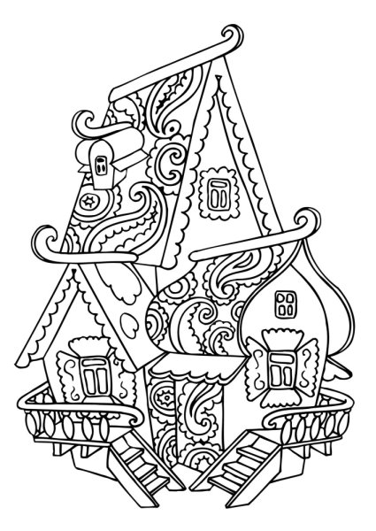 Домик Теремок раскраска