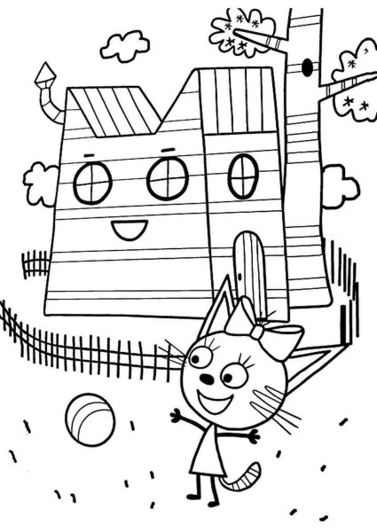 Разукрашка три кота