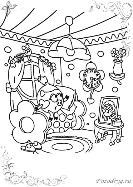 Раскраска Нюша из смешариков