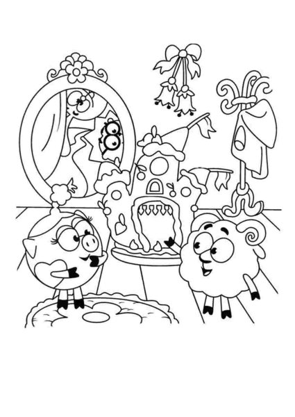 Раскраска смешариков всех вместе