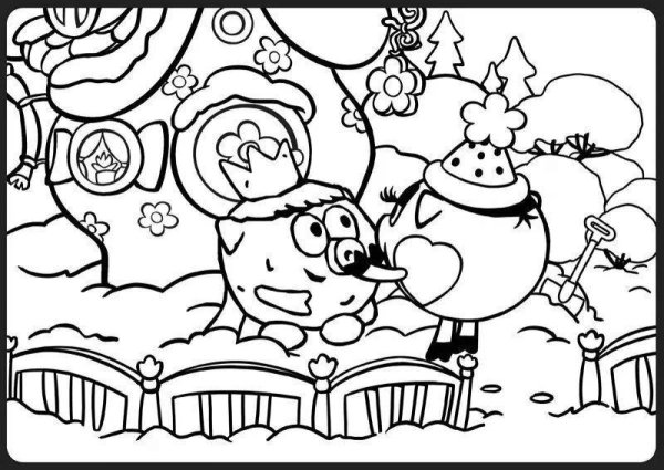 Раскраски Смешарики новый год