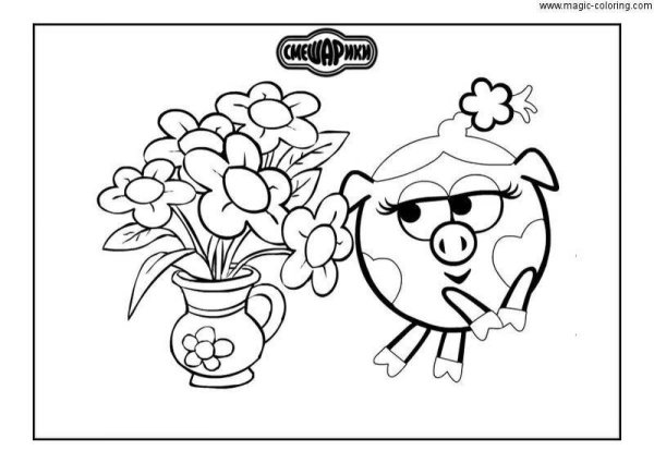 Раскраски для девочек Смешарики