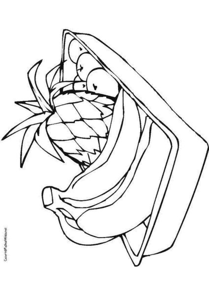 Раскраска ананас и банан