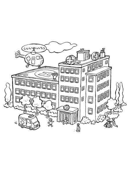 Больница раскраска для детей