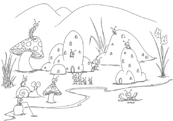 Муравейник раскраска для детей