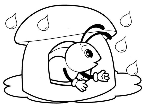 Раскраска для малышей домик гриб