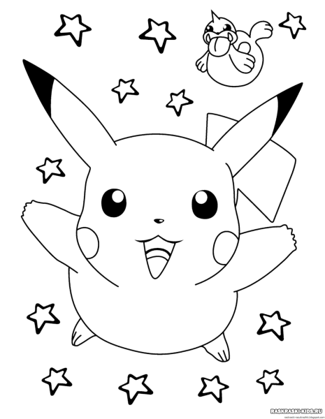Раскраски покемоны Пикачу