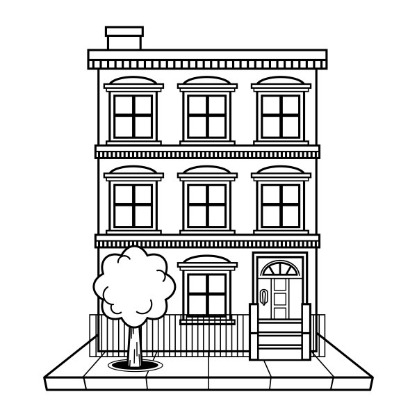 Раскраска четырехэтажный дом