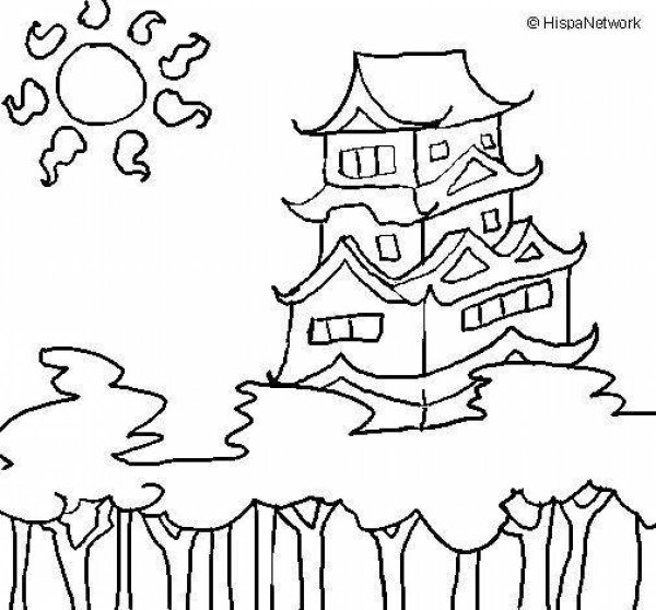 Японский дом раскраска