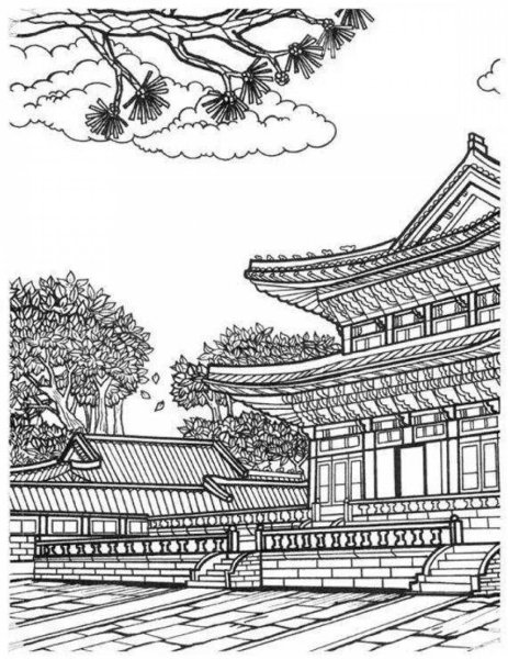 Азиатская архитектура рисунок