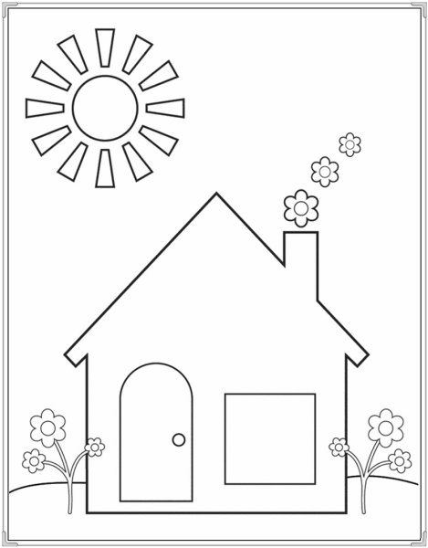 Домик раскраска для малышей