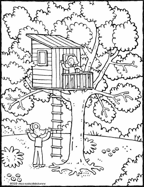 Домик на дереве раскраска для детей