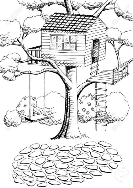 Графика домик на дереве