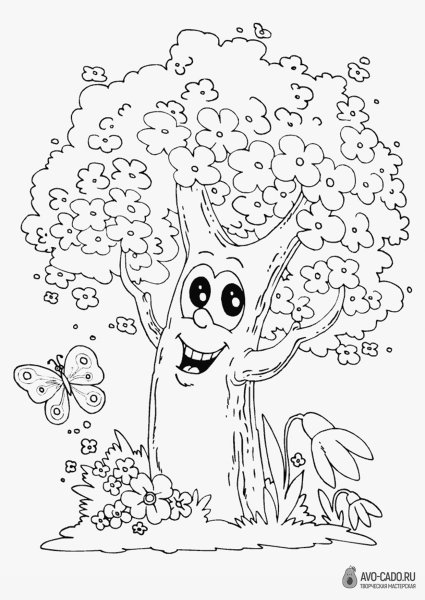 Дерево раскраска для детей