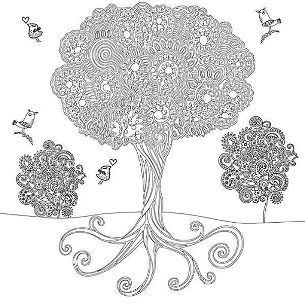 Сказочное дерево раскраска