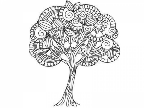 Дерево дудлинг и Зентангл
