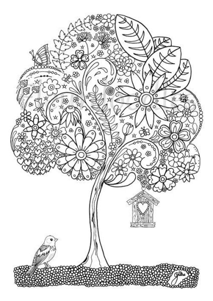 Раскраска антистресс дерево