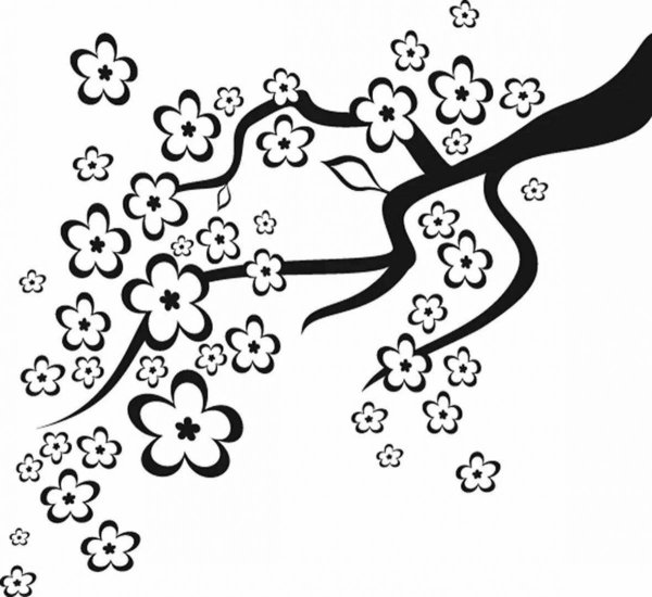 Дерево Сакуры трафарет