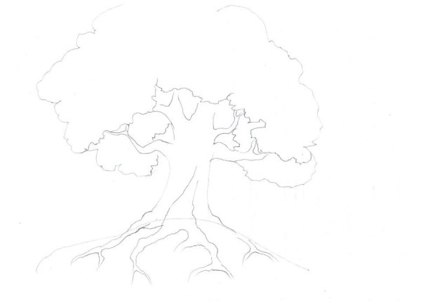 Дерево с корнями раскраска