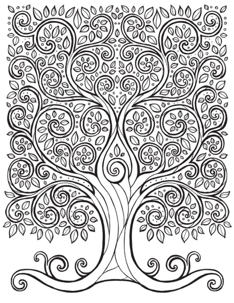 Раскраска антистресс дерево