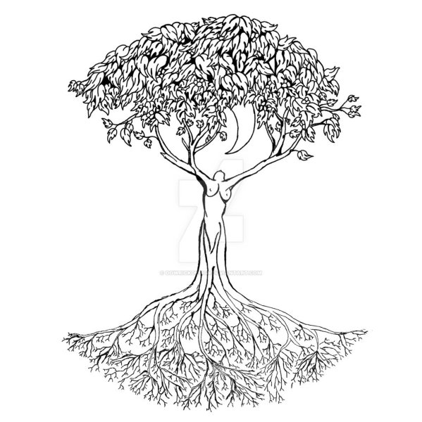 Дерево с корнями раскраска