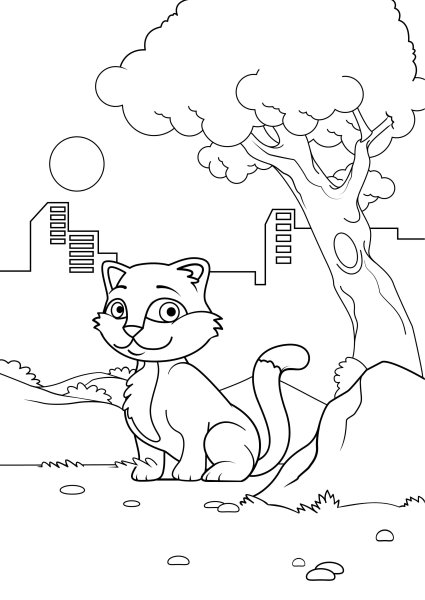 Раскраска кошка гуляет