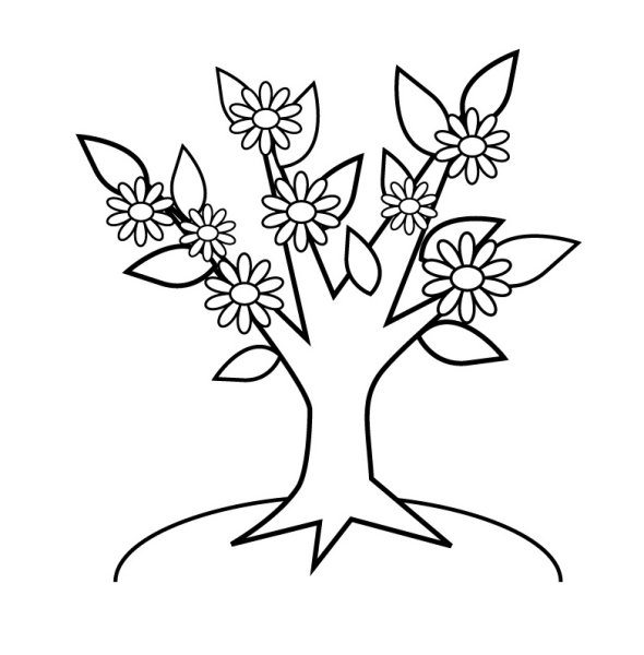 Раскраска деревья и цветы