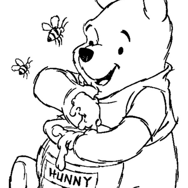 Раскраска мишка с медом для детей