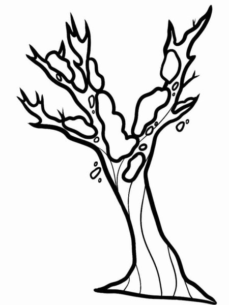 Раскраска зимнее дерево для малышей