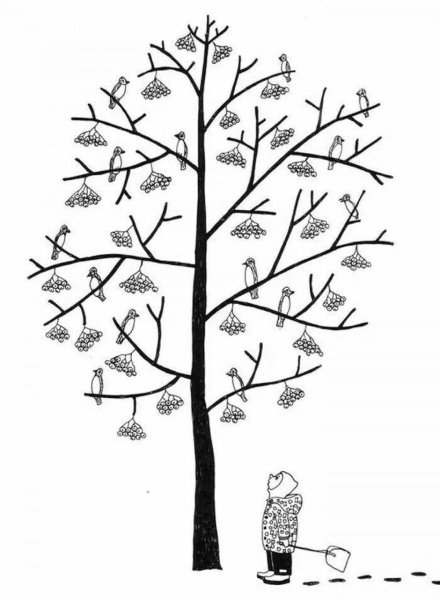 Рябина дерево рисунок