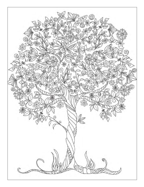 Раскраска дерево с цветами