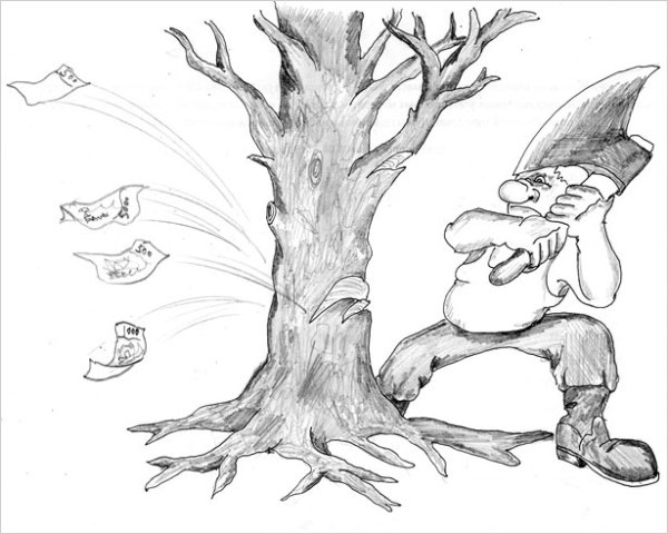 Сломанное дерево раскраска